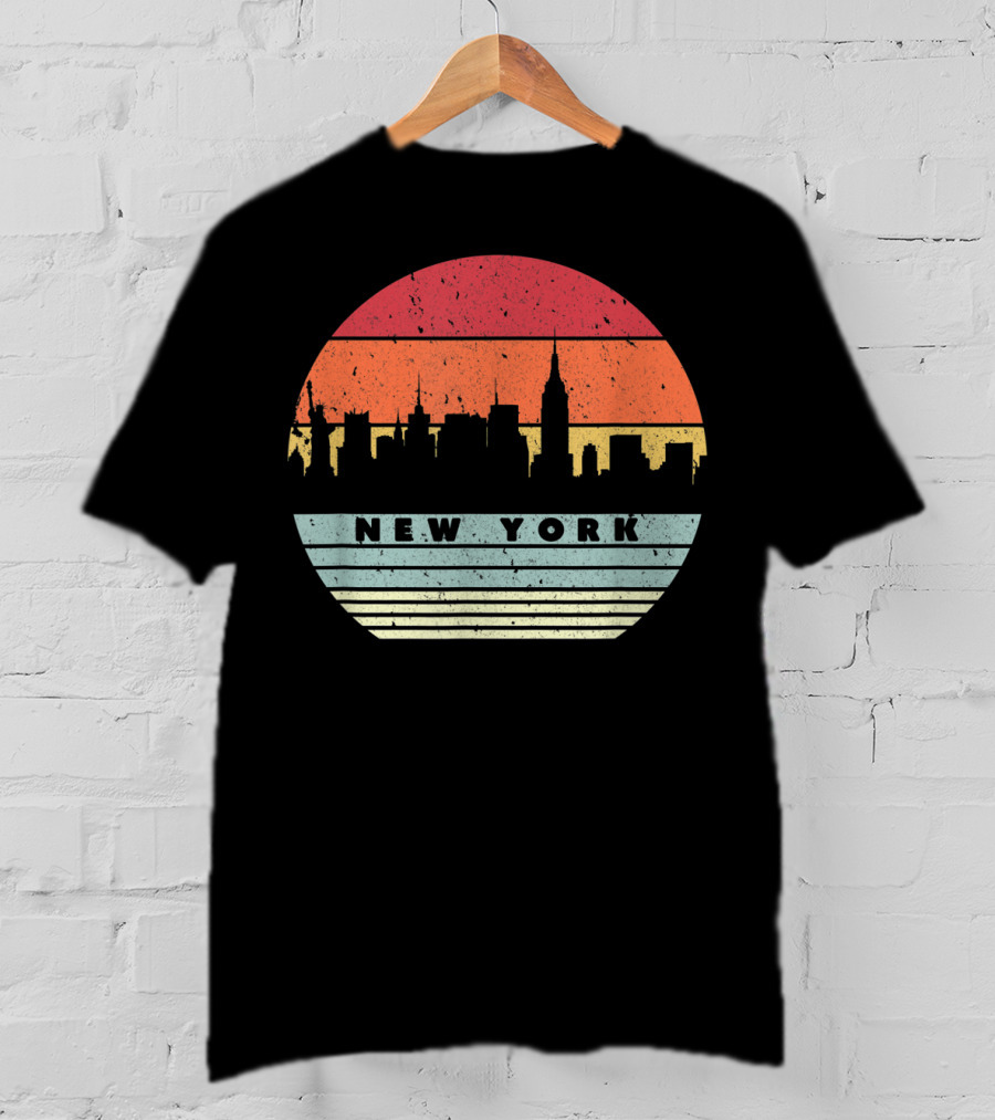 New York Retro Skyline Souvenir Style USA T-Shirt