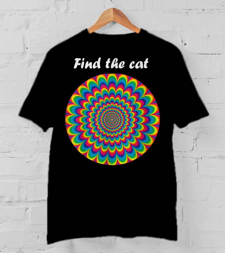 Find The Cat Optical Illusion Spiral T-Shirt