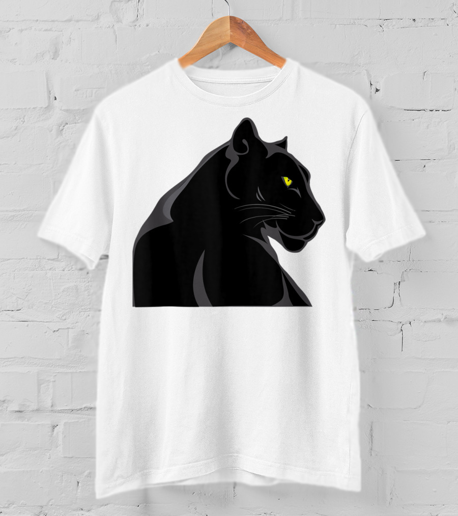 Panthera Cat Leopard Melanistic Black Panther Yellow Eyes T-Shirt