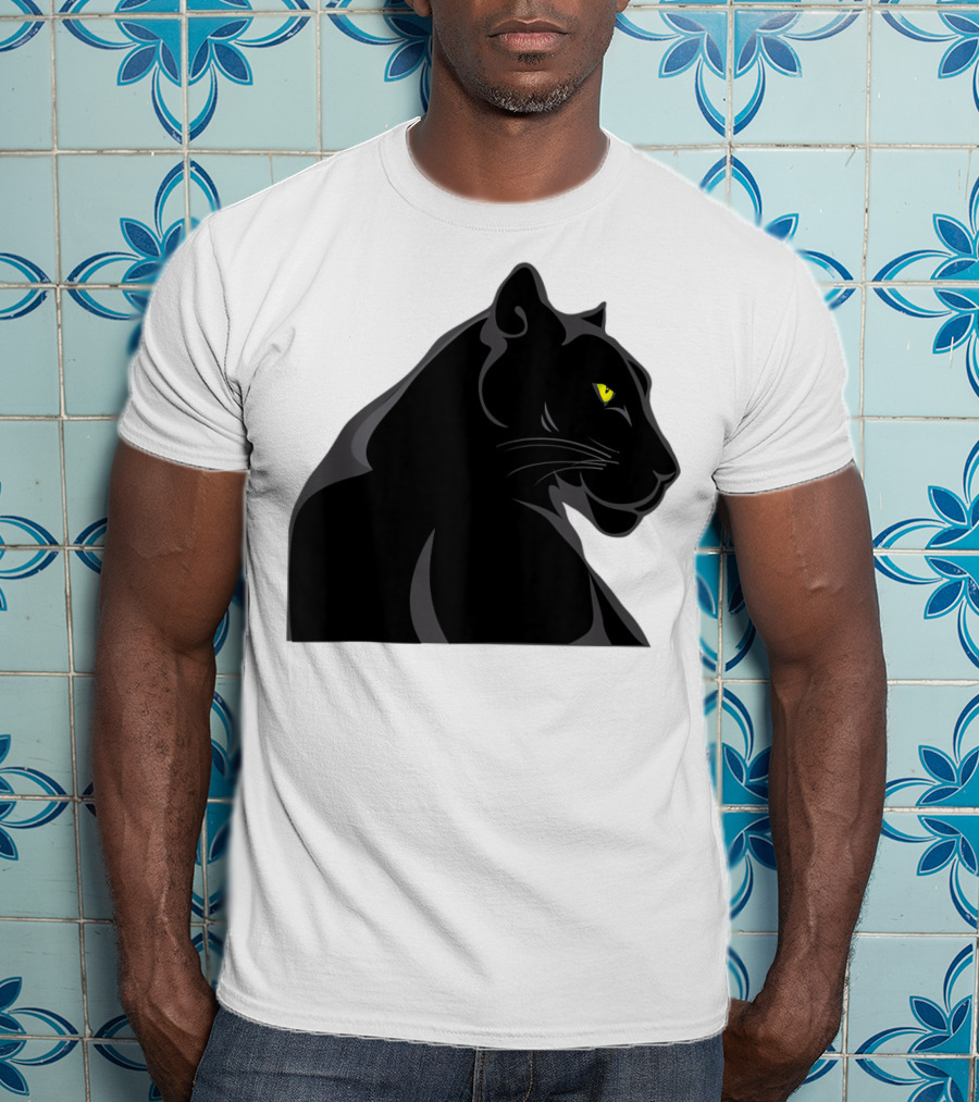 Panthera Cat Leopard Melanistic Black Panther Yellow Eyes T-Shirt