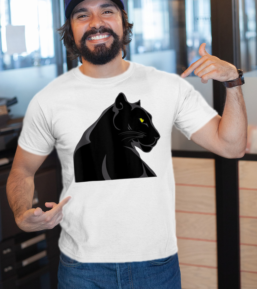 Panthera Cat Leopard Melanistic Black Panther Yellow Eyes T-Shirt