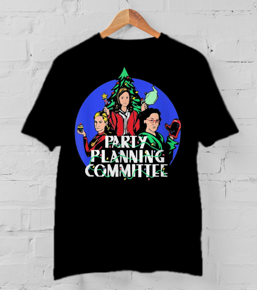 Party Planning Committee Christmas Fun With Tree Background T-Shirt