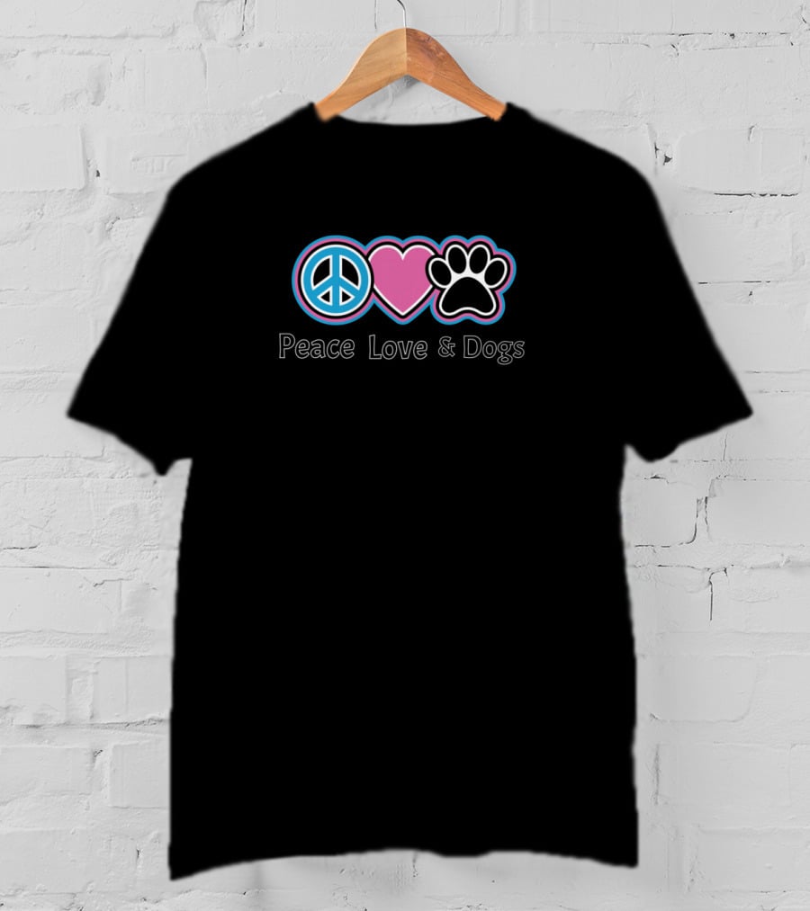 Peace Love And Dogs Peace Sign Heart Paw T-Shirt