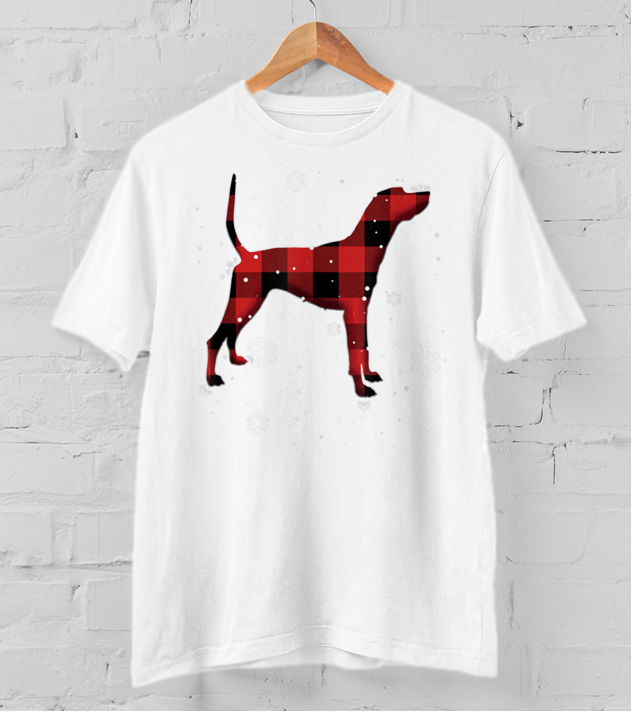 Plott Hound Dog Plaid Snowflakes T-Shirt