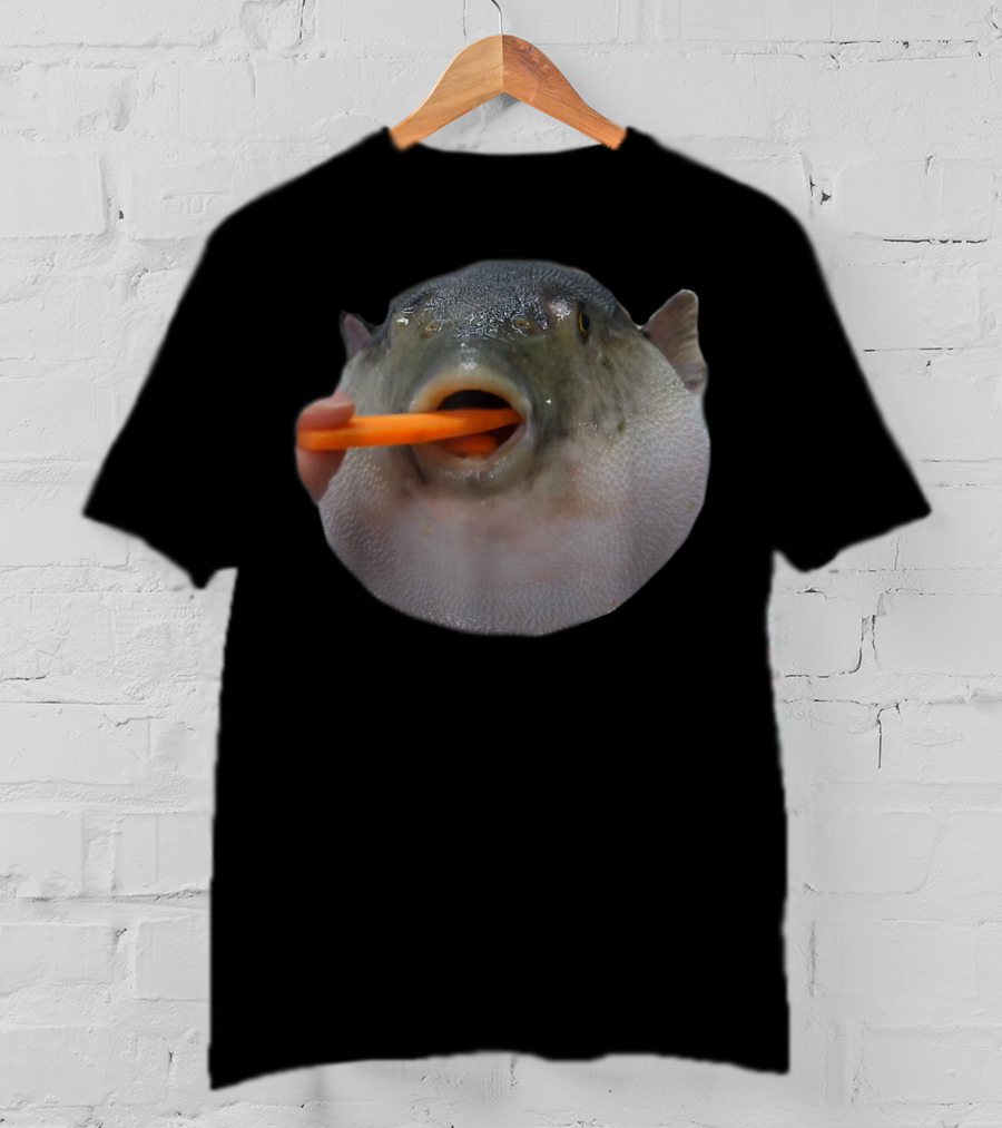 Pufferfish Eating A Carrot Funny Blowfish Dank Meme T-Shirt