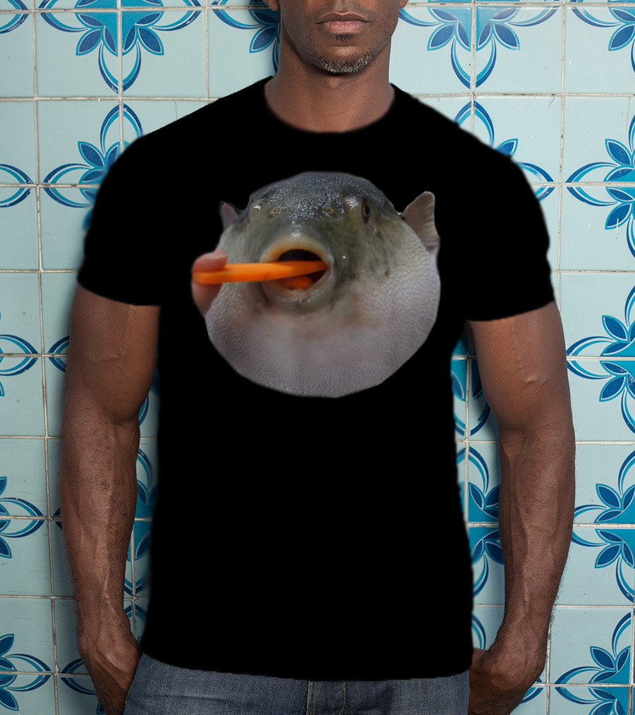 Pufferfish Eating A Carrot Funny Blowfish Dank Meme T-Shirt