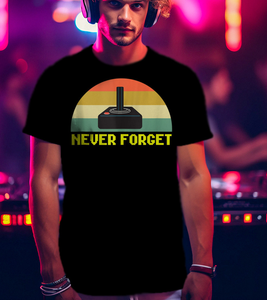 Never Forget Retro 80S Joystick Video Game Controller Pixel T-Shirt