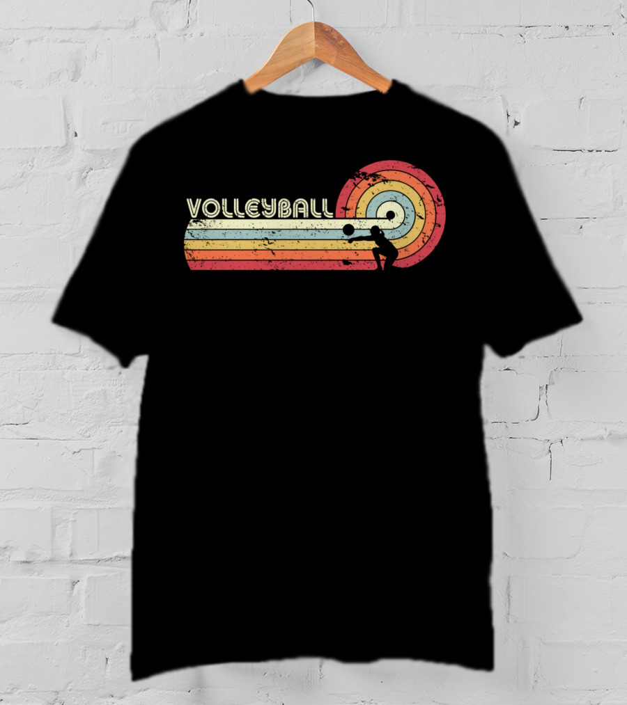 Volleyball Retro Striped Circle T-Shirt