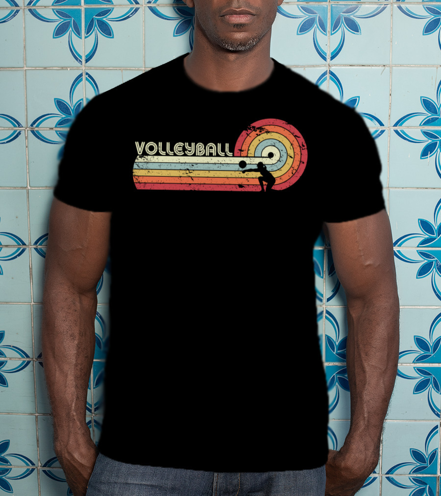 Volleyball Retro Striped Circle T-Shirt