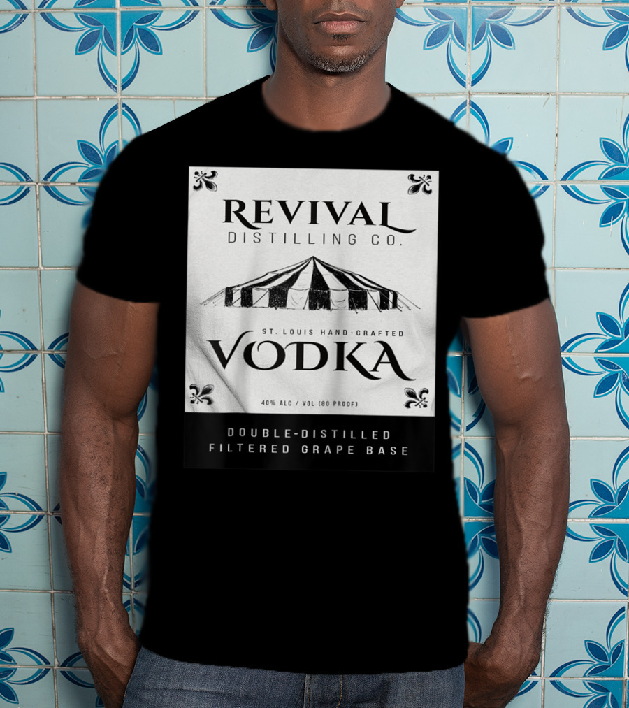 Revival Distilling Co. St. Louis Hand-Crafted Vodka Double-Distilled Filtered Grape Base T-Shirt