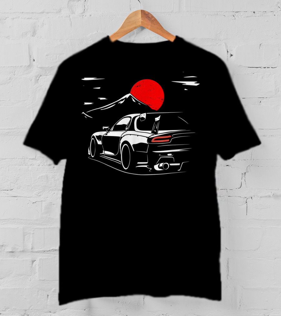 Rotary Engine JDM RX Car Meet Tuning Night Mountain Scene T-Shirt