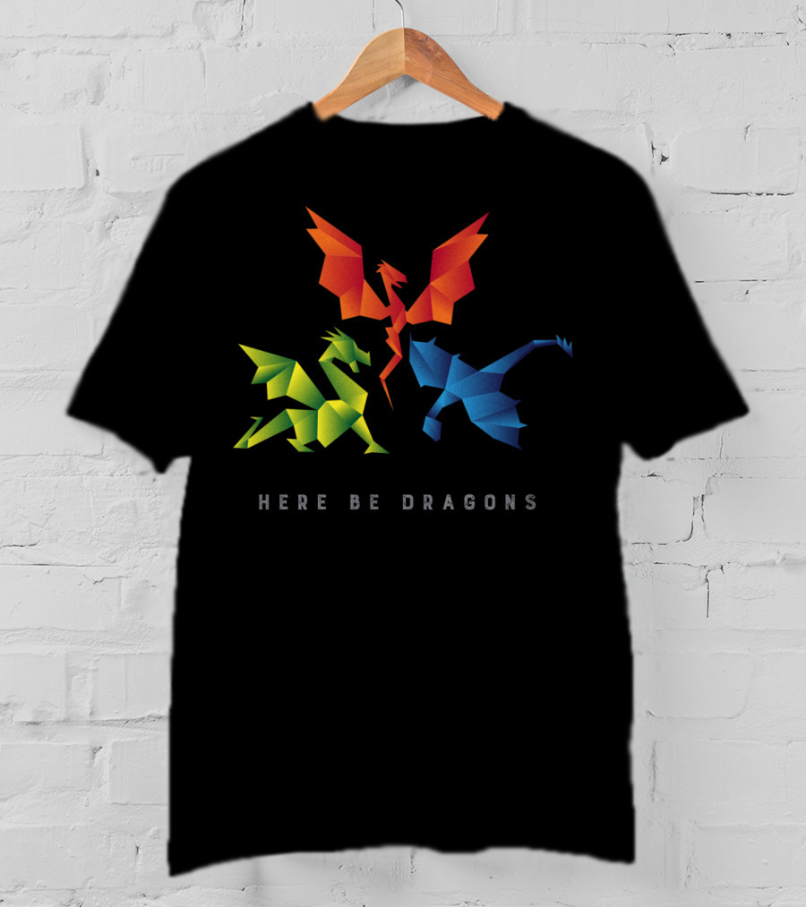 Here Be Dragons Scp1762 Origami T-Shirt