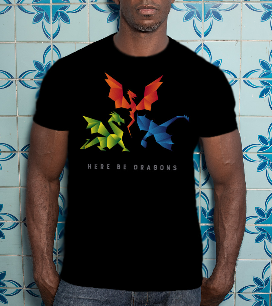 Here Be Dragons Scp1762 Origami T-Shirt