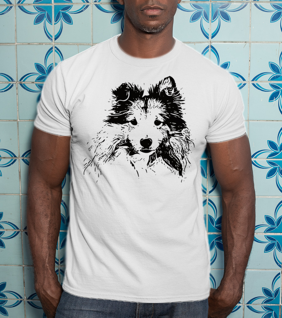 Shetland Sheepdog Outline Sketch T-Shirt