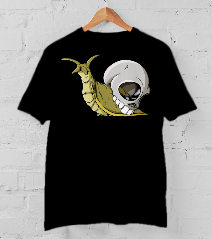 Skullug Funny Mix Skull With Slug Shell T-Shirt