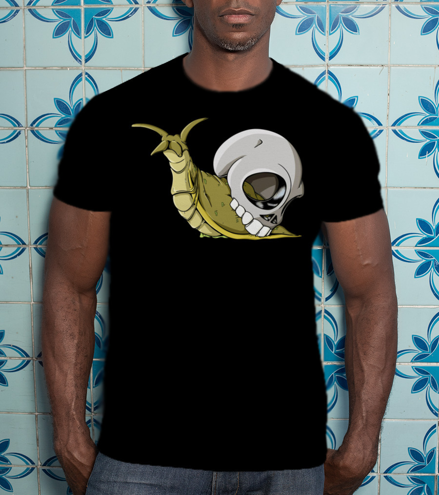 Skullug Funny Mix Skull With Slug Shell T-Shirt
