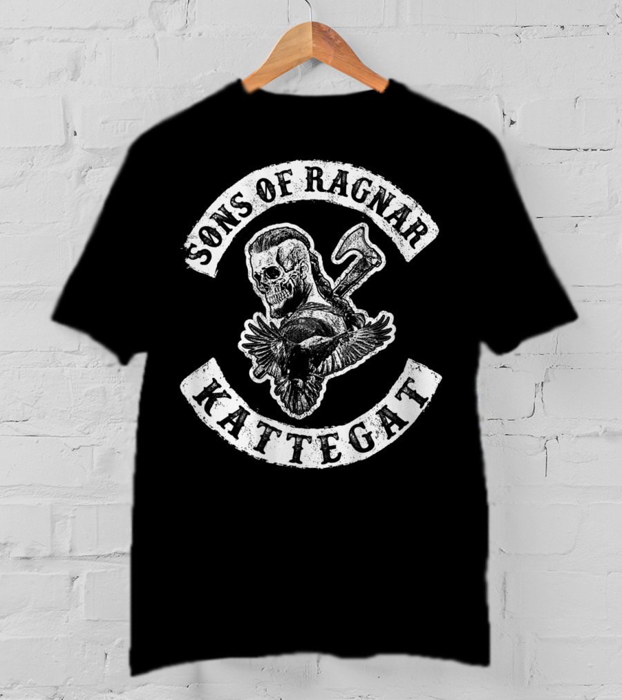 Sons Of Ragnar Kattegat Viking Skull And Axe With Raven T-Shirt