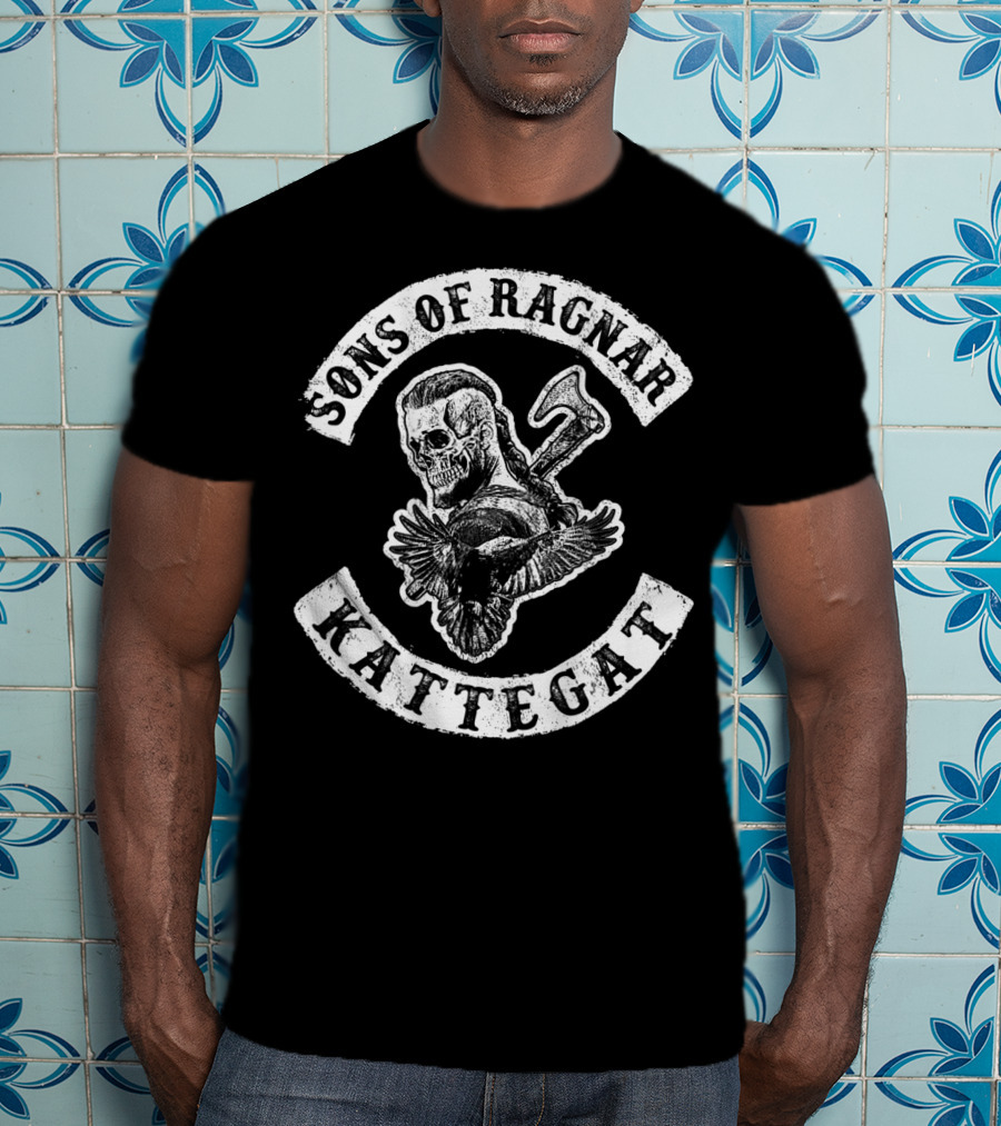 Sons Of Ragnar Kattegat Viking Skull And Axe With Raven T-Shirt