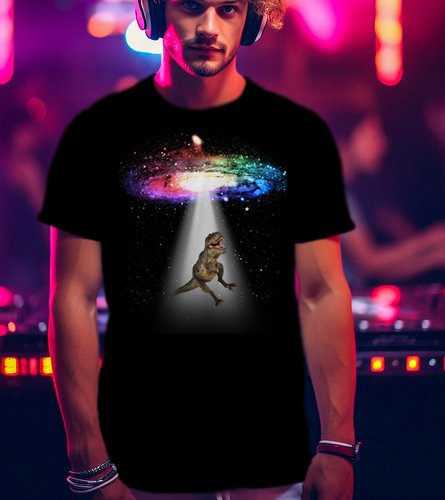 Space Dinosaur Trex In Galaxy Beam T-Shirt
