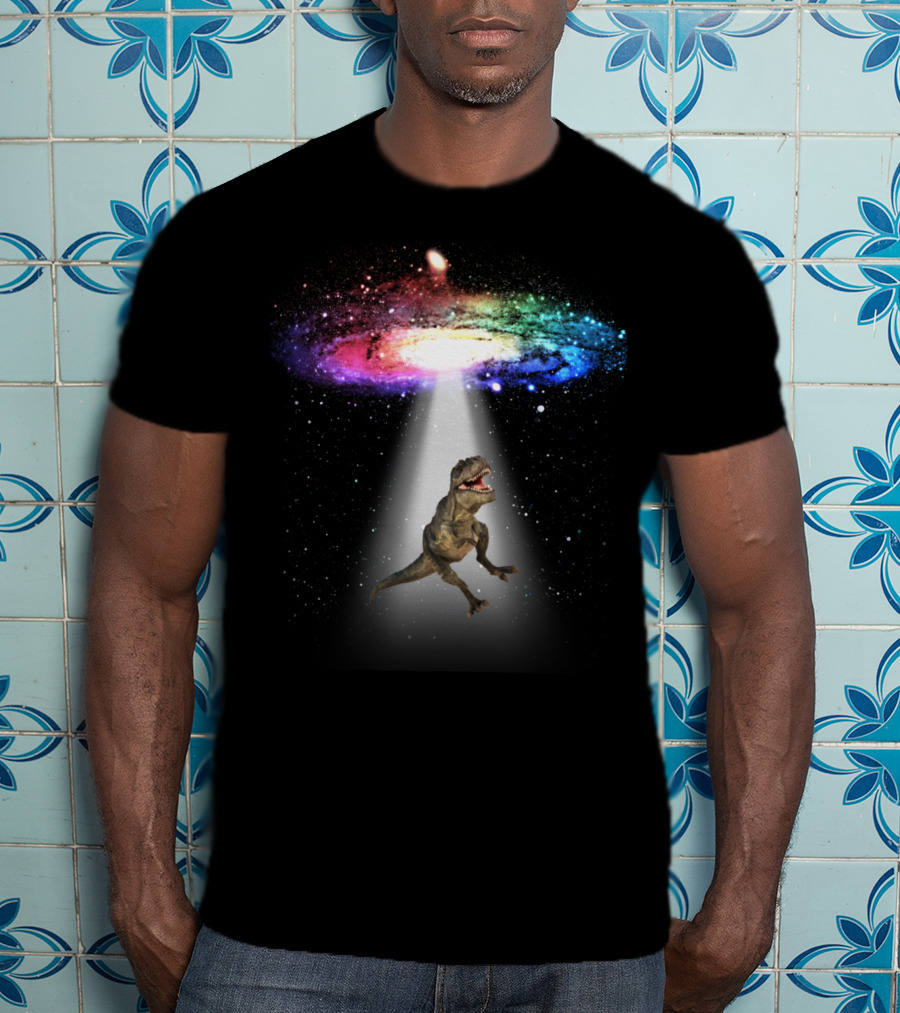 Space Dinosaur Trex In Galaxy Beam T-Shirt