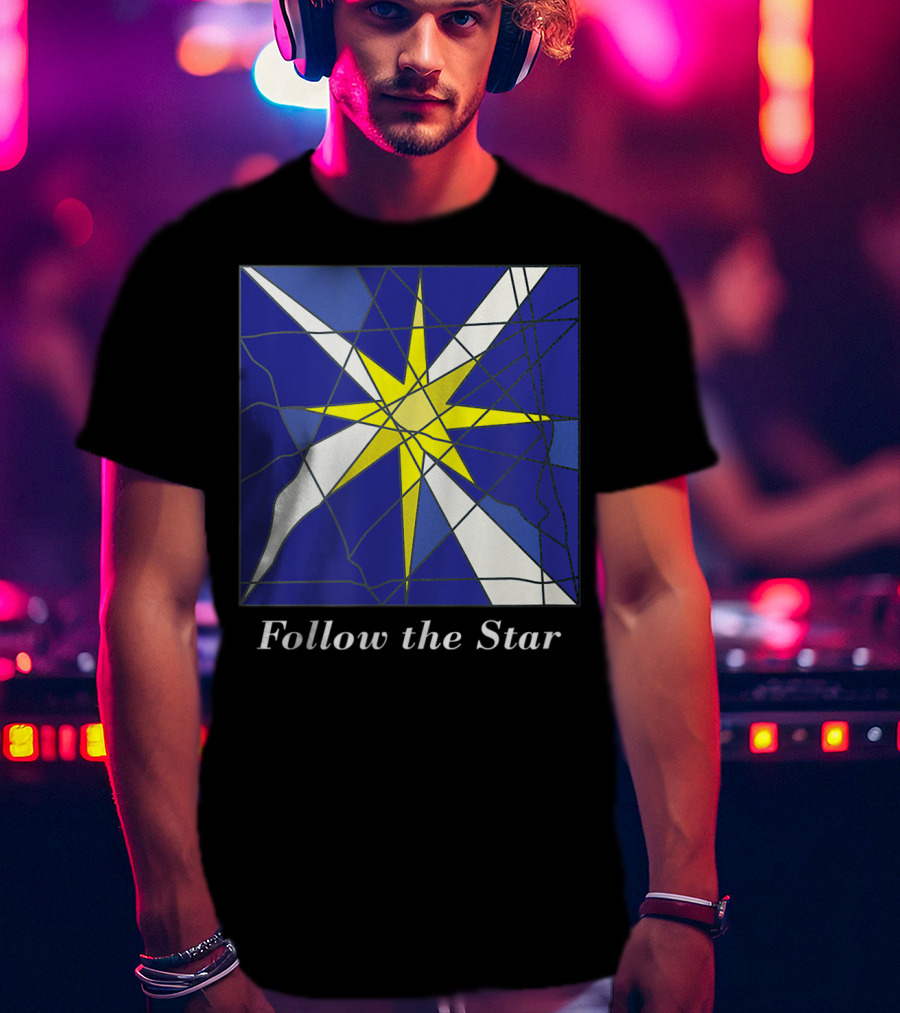 Follow The Star Stained Glass Style Star Of Bethlehem T-Shirt
