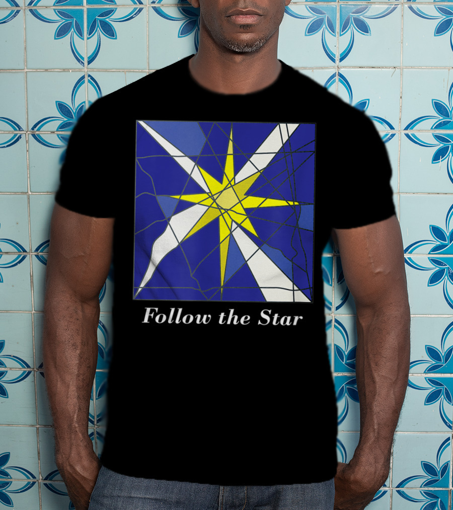 Follow The Star Stained Glass Style Star Of Bethlehem T-Shirt
