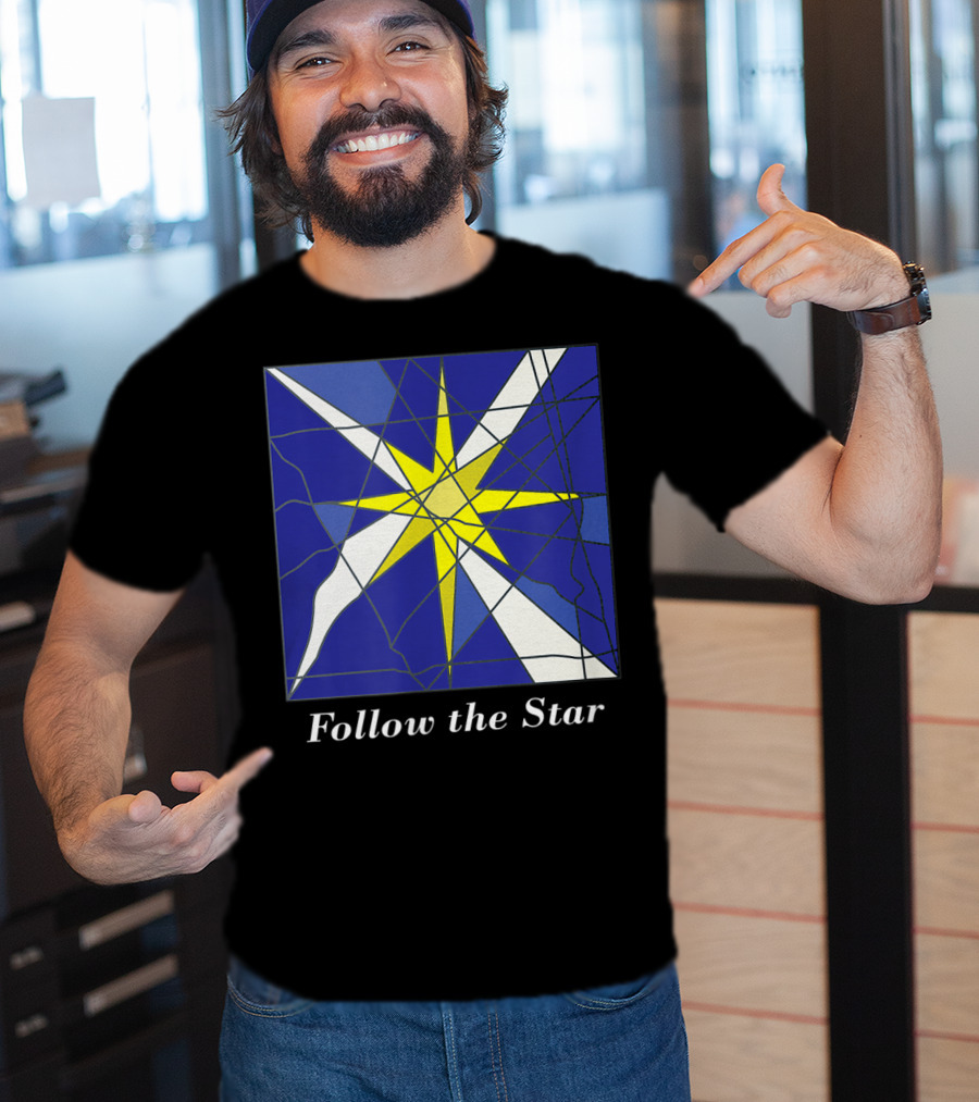 Follow The Star Stained Glass Style Star Of Bethlehem T-Shirt