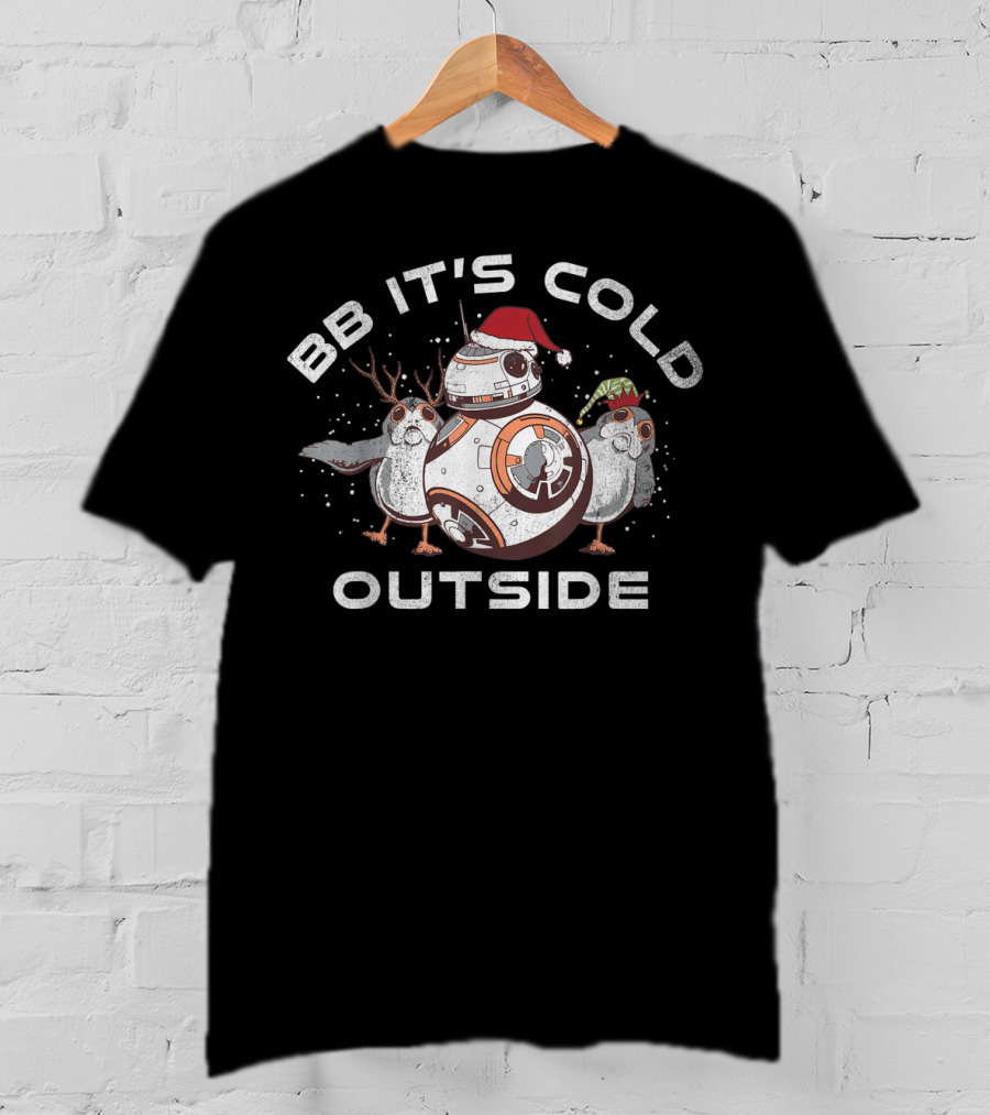 BB It's Cold Outside Star Wars BB-8 Porg Santa Hat T-Shirt