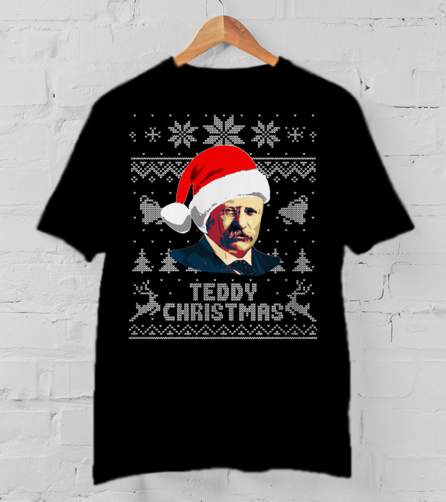 Teddy Christmas Theodore Roosevelt Santa Hat T-Shirt