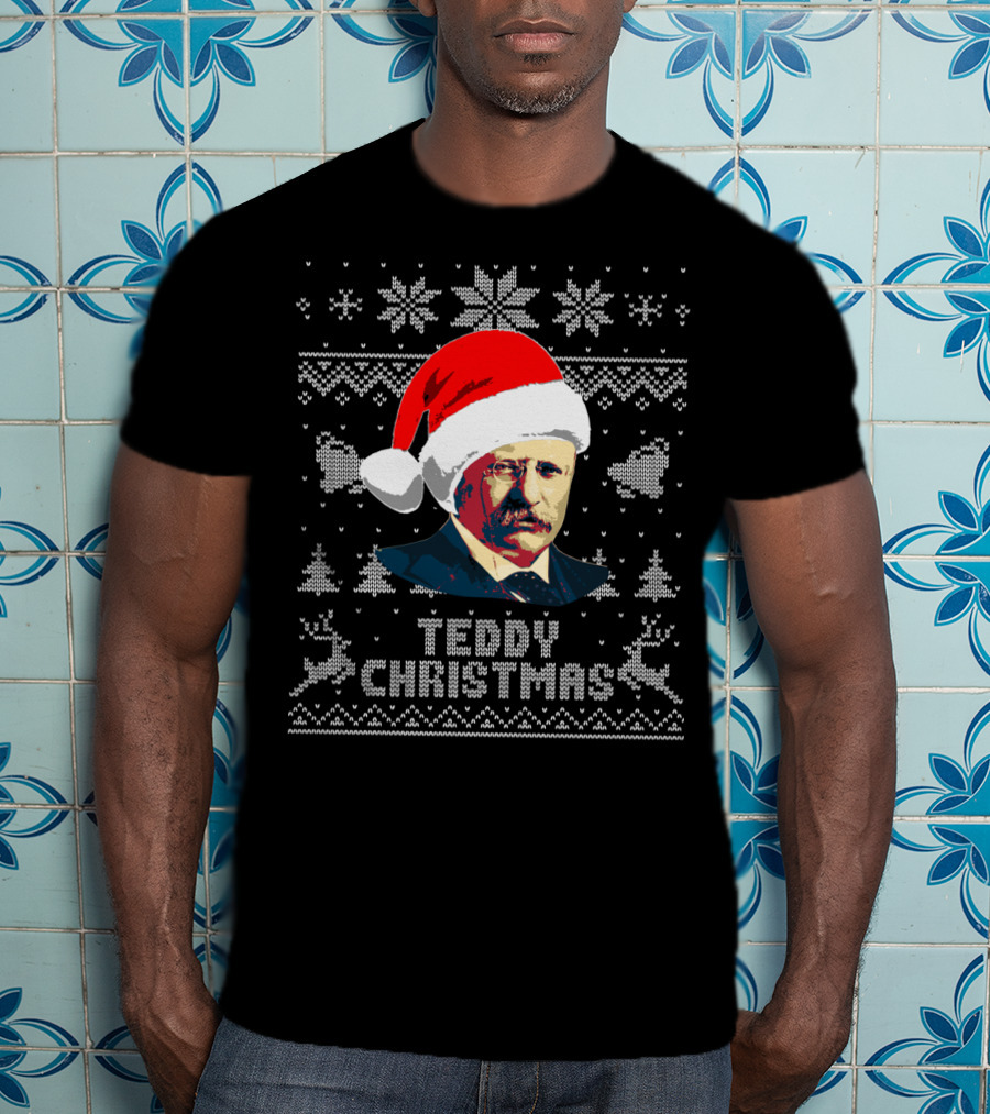 Teddy Christmas Theodore Roosevelt Santa Hat T-Shirt