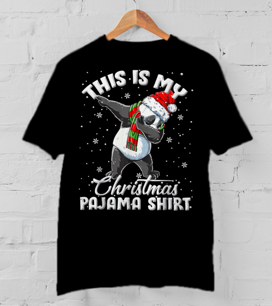 This Is My Christmas Pajama Shirt Dabbing Panda T-Shirt
