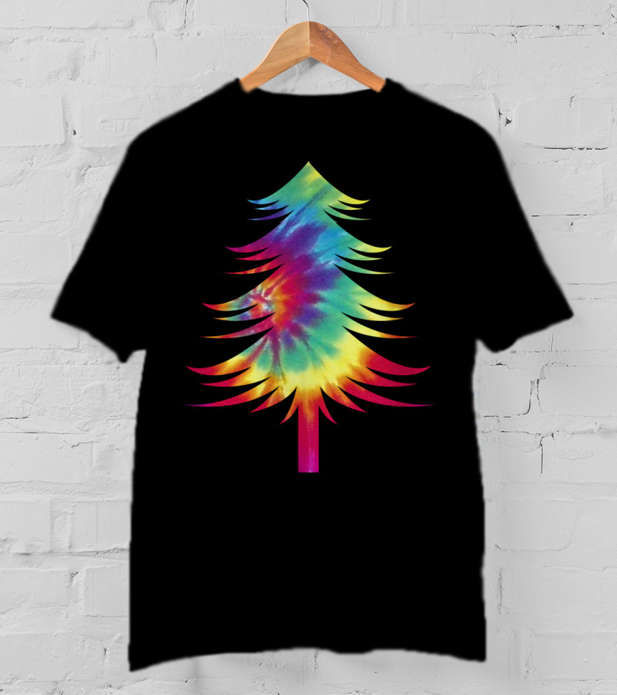 Tie Dye Christmas Tree Colorful Tye Dye Rainbow Effect T-Shirt