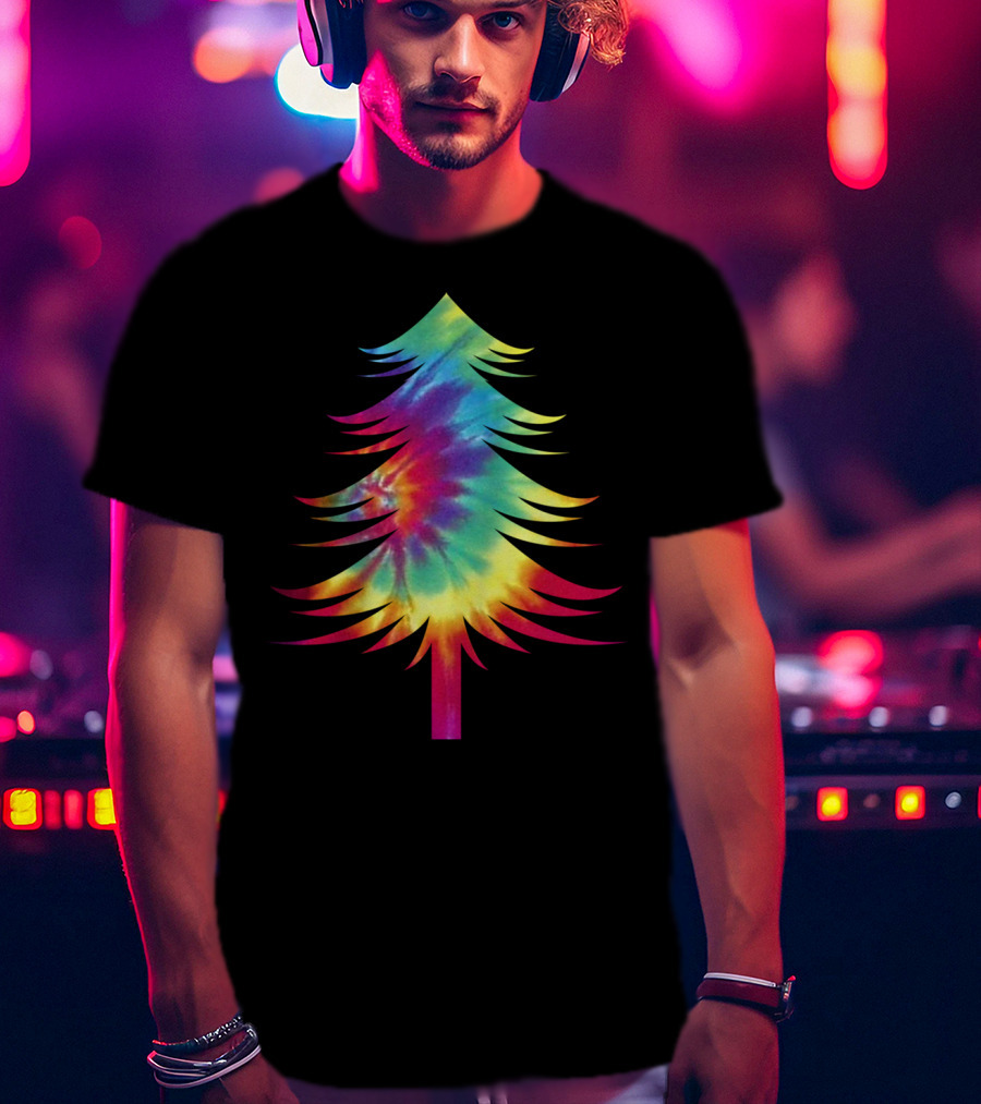 Tie Dye Christmas Tree Colorful Tye Dye Rainbow Effect T-Shirt