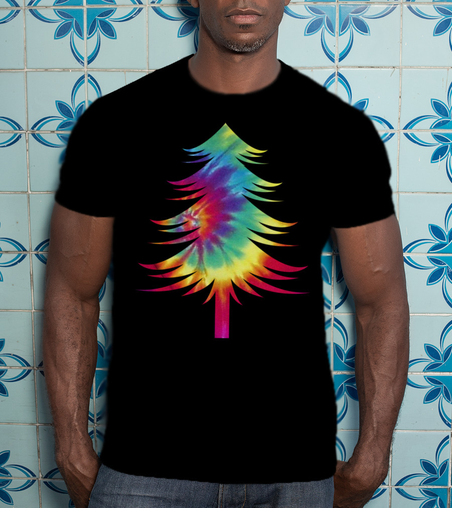 Tie Dye Christmas Tree Colorful Tye Dye Rainbow Effect T-Shirt