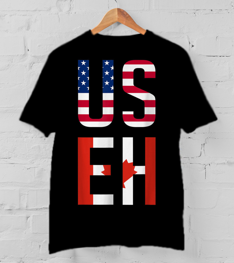 US Eh American Canadian Flag Contrast T-Shirt