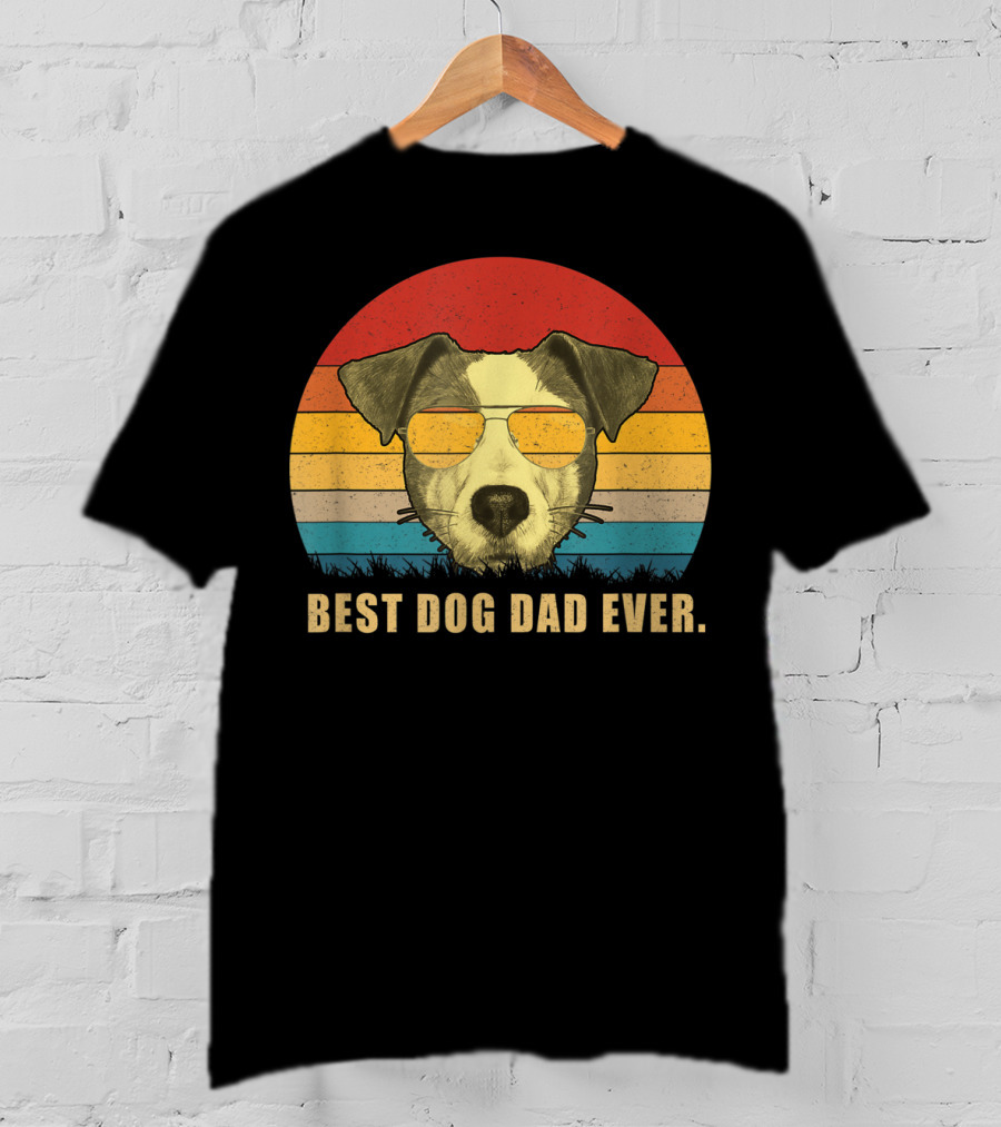 Vintage Jack Russell Terrier Best Dog Dad Ever Retro Sunglasses T-Shirt