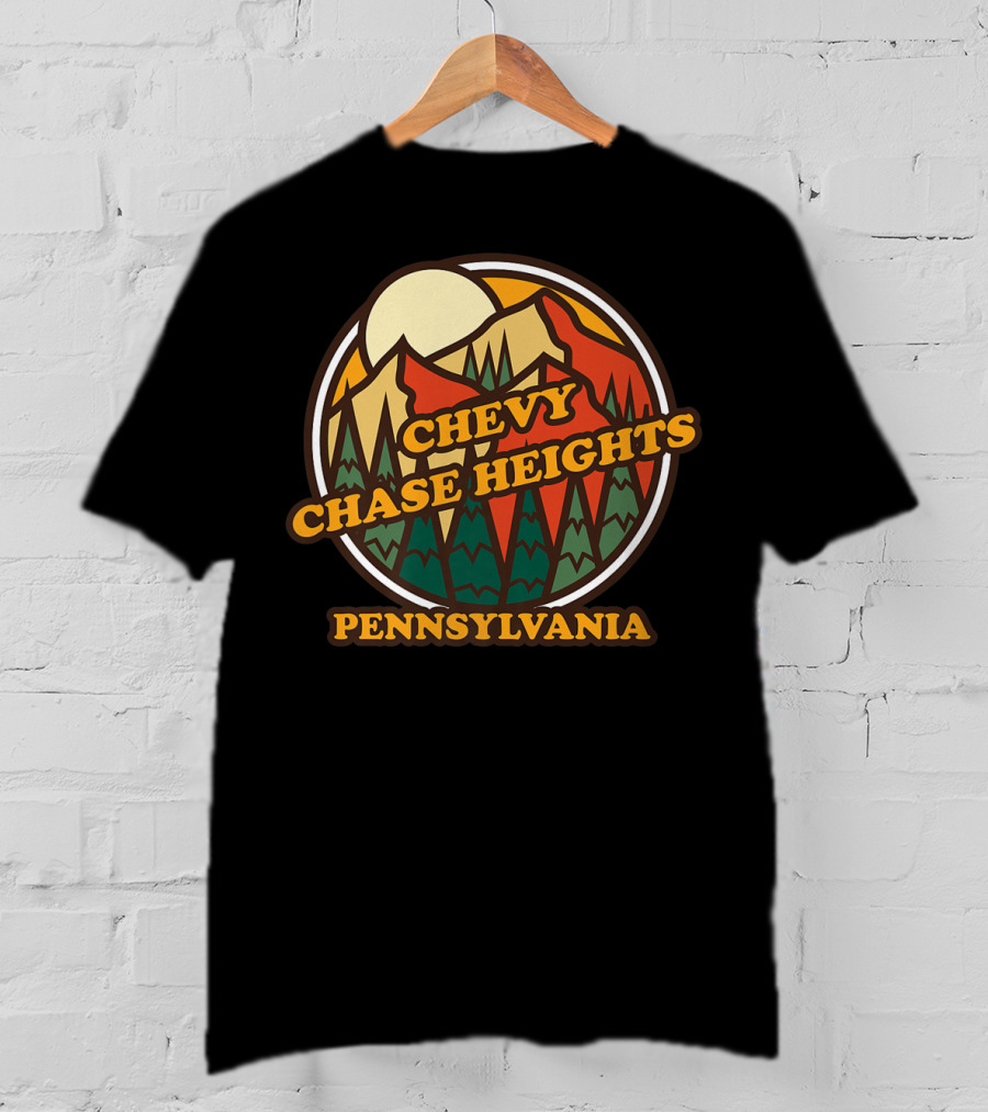 Chevy Chase Heights Pennsylvania Vintage Forest Mountain Sunset T-Shirt