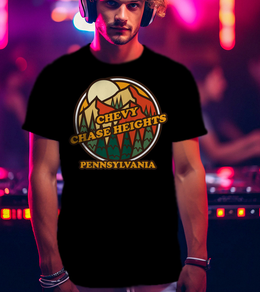 Chevy Chase Heights Pennsylvania Vintage Forest Mountain Sunset T-Shirt