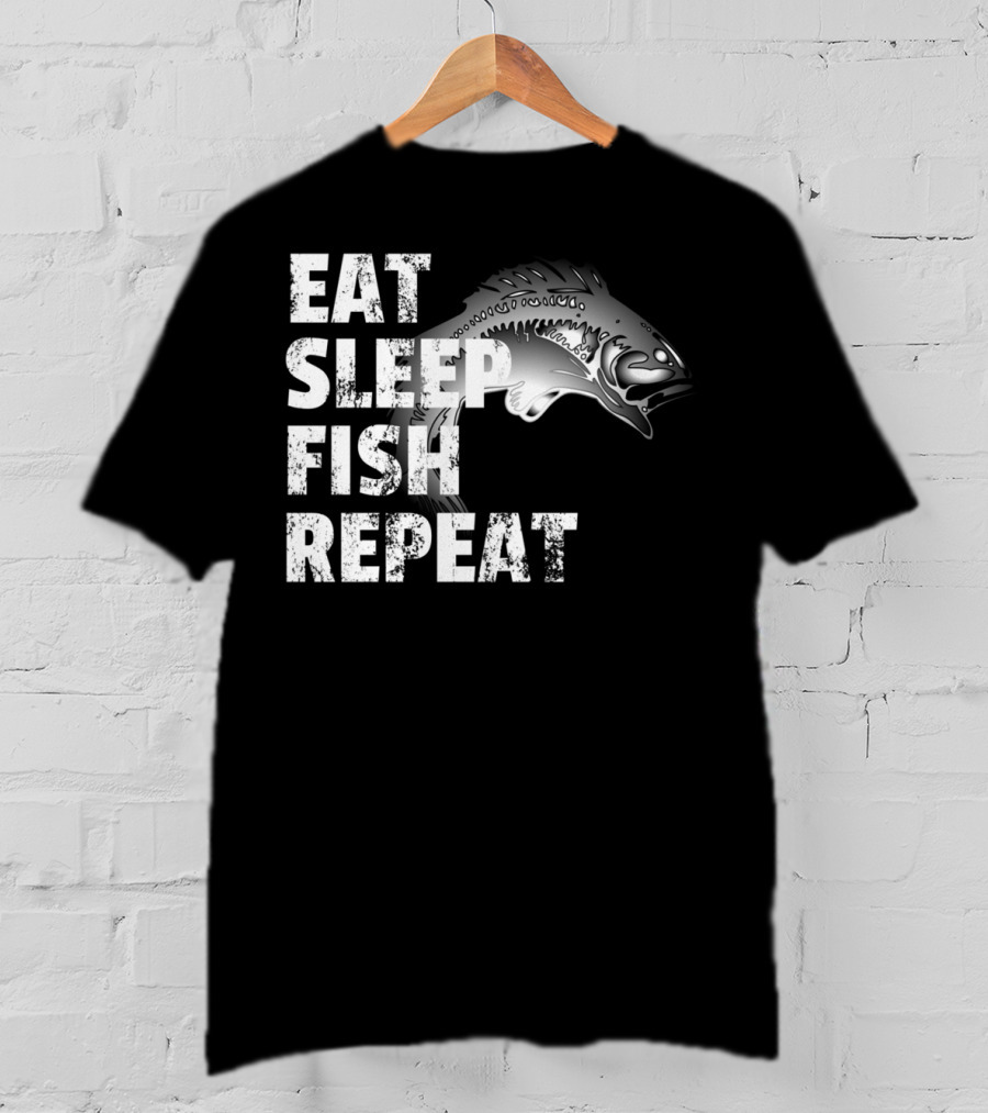 Eat Sleep Fish Repeat Vintage Fishing Lover Outdoors Enthusiast T-Shirt