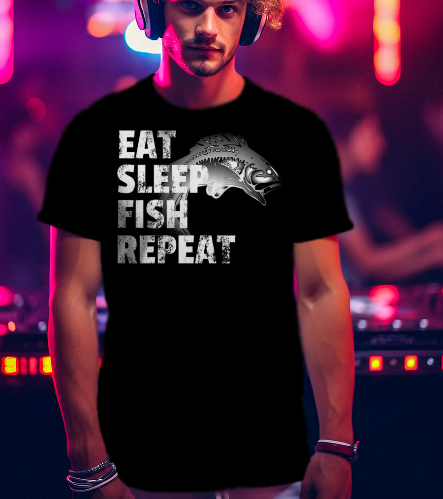 Eat Sleep Fish Repeat Vintage Fishing Lover Outdoors Enthusiast T-Shirt