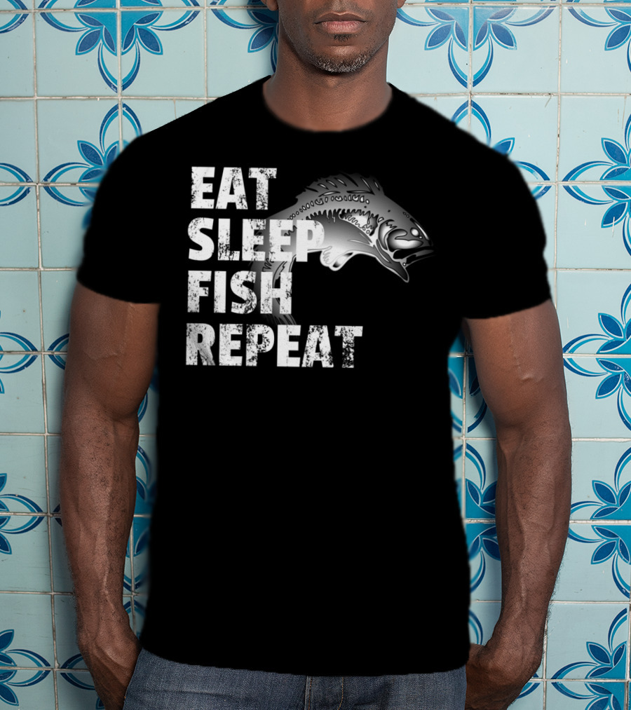 Eat Sleep Fish Repeat Vintage Fishing Lover Outdoors Enthusiast T-Shirt