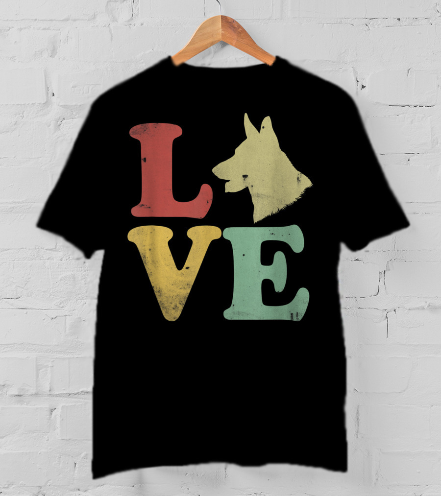 Vintage I Love My German Shepherd Beagle Love Dog T-Shirt