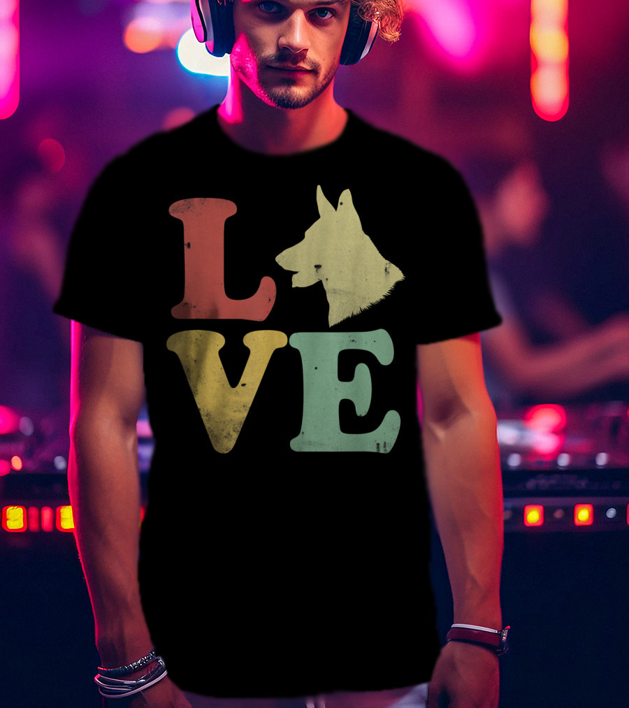 Vintage I Love My German Shepherd Beagle Love Dog T-Shirt