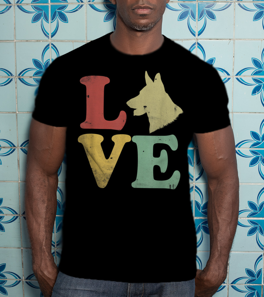 Vintage I Love My German Shepherd Beagle Love Dog T-Shirt