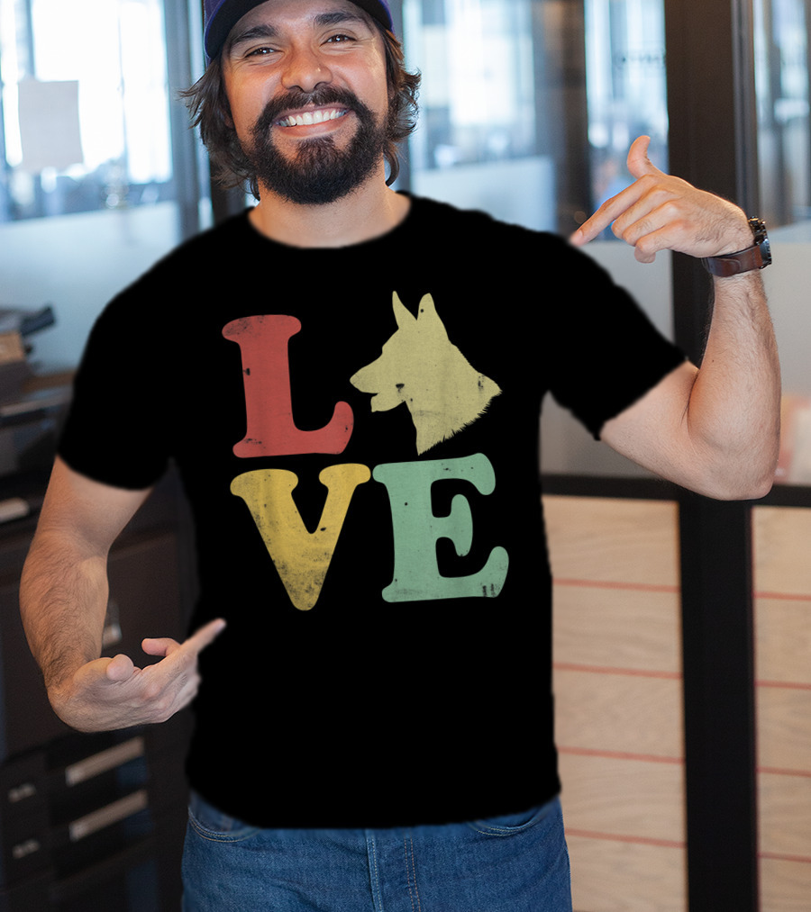 Vintage I Love My German Shepherd Beagle Love Dog T-Shirt