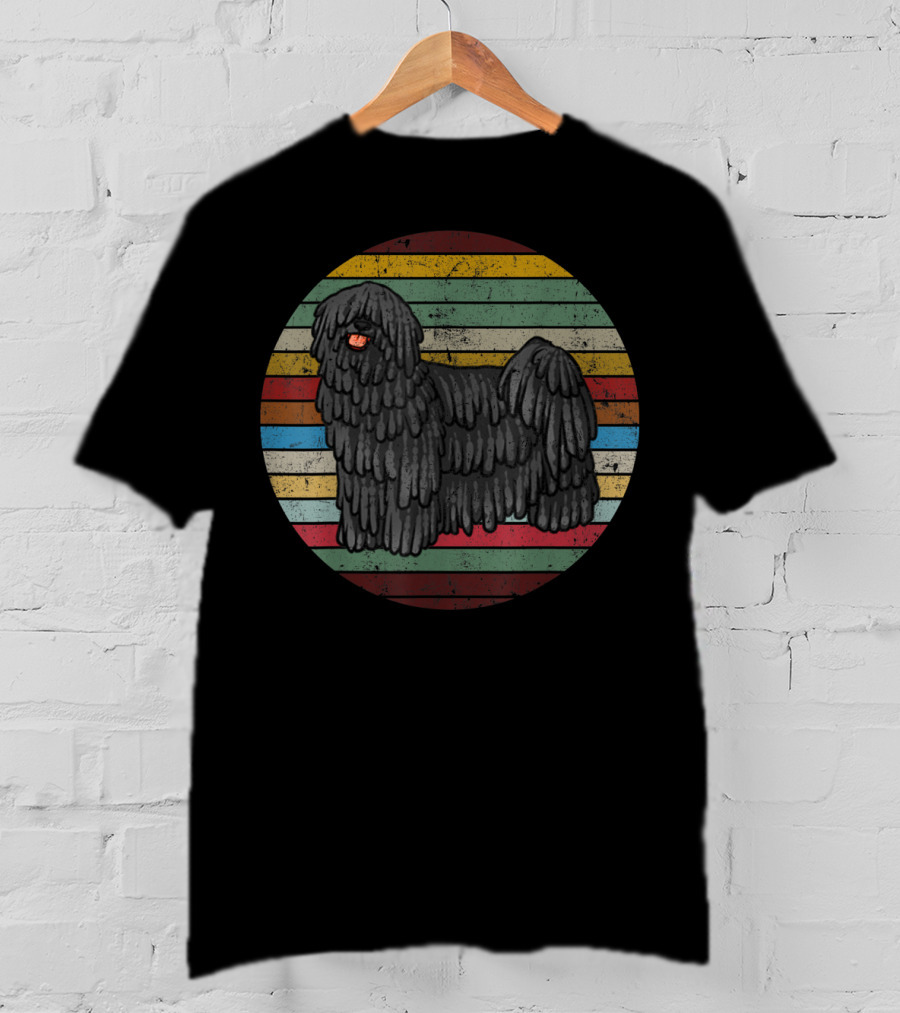 Vintage Puli Dog Retro Stripes Lovers T-Shirt