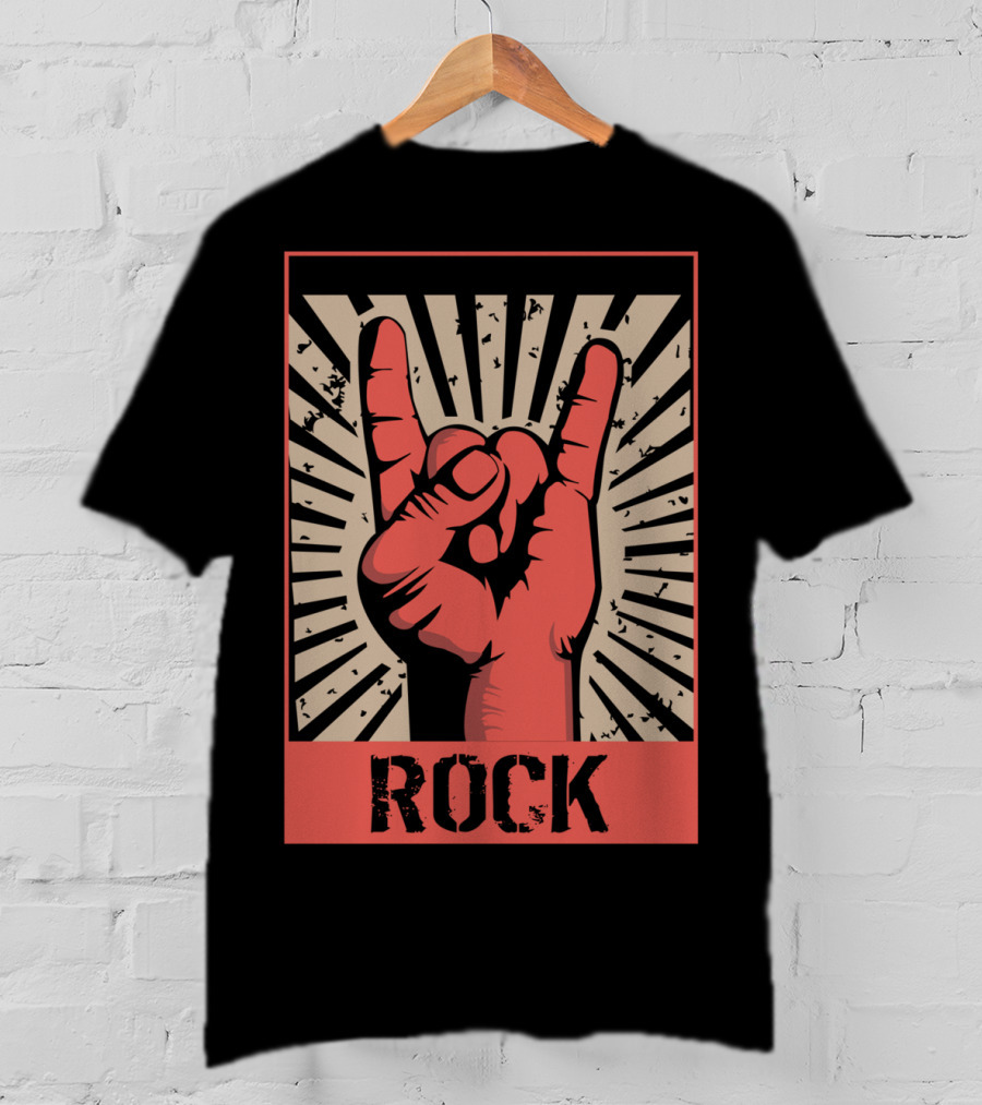 Vintage Rock Hand Gesture 70s 80s Concert Band T-Shirt