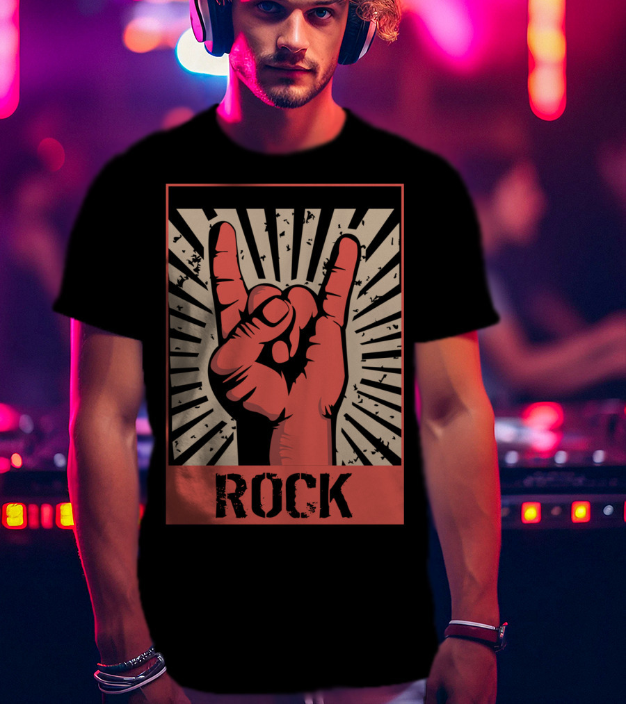 Vintage Rock Hand Gesture 70s 80s Concert Band T-Shirt