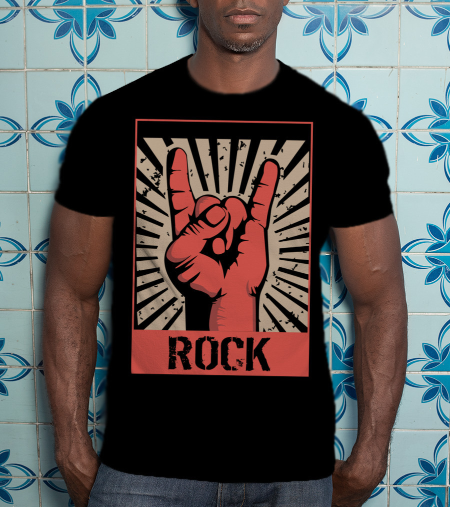 Vintage Rock Hand Gesture 70s 80s Concert Band T-Shirt
