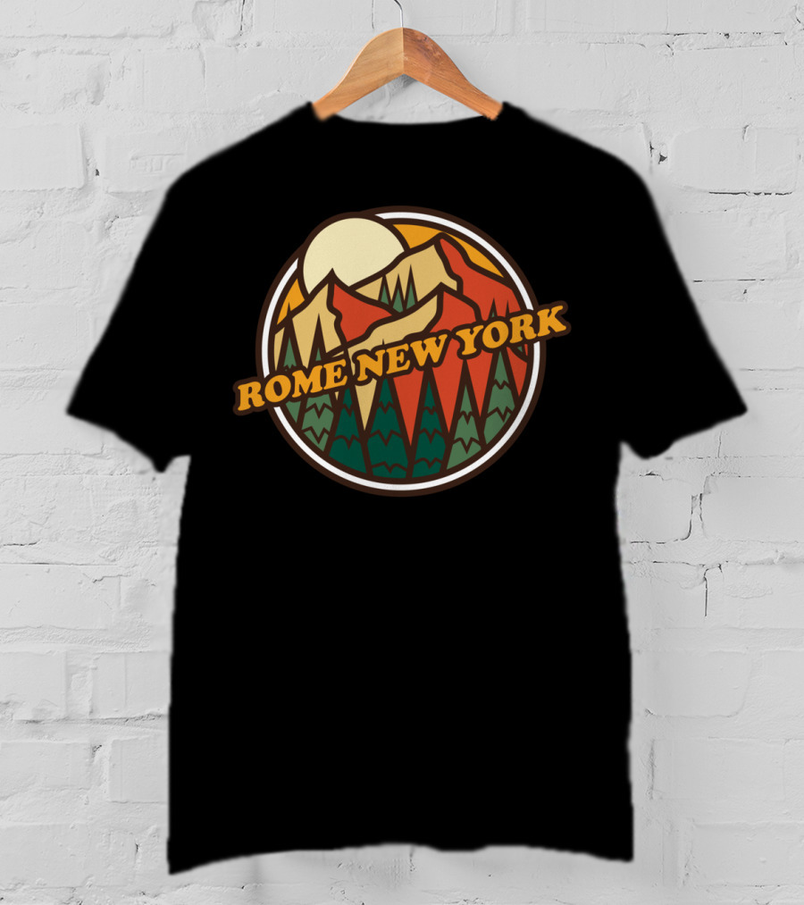 Rome New York Hiking Vintage Mountain Landscape T-Shirt